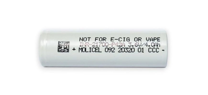 Акумулятор Molicel INR21700-P42A 4200mAh – 45A, боковий ракурс